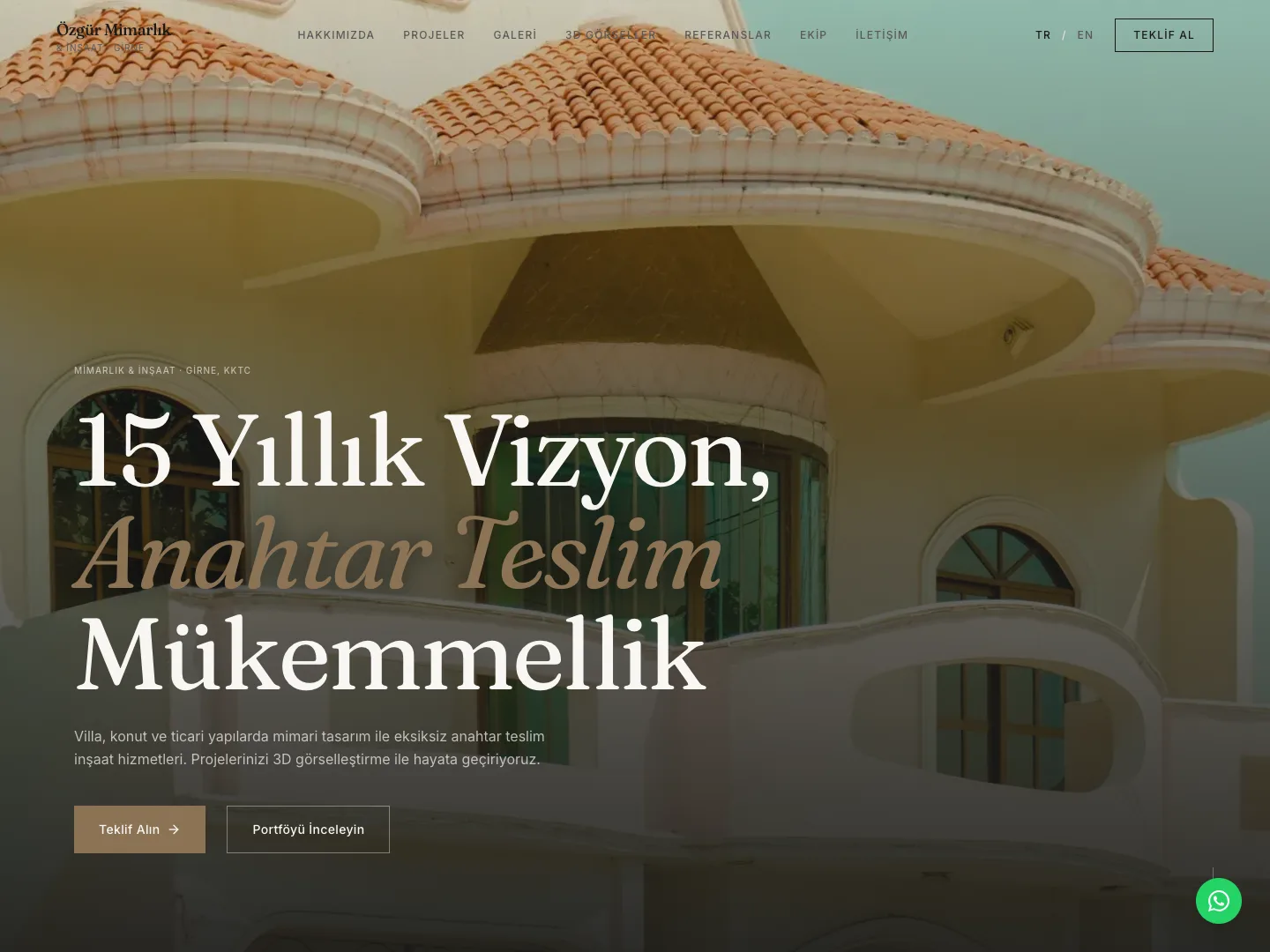 Mimarlık demo sitesi ekran görüntüsü