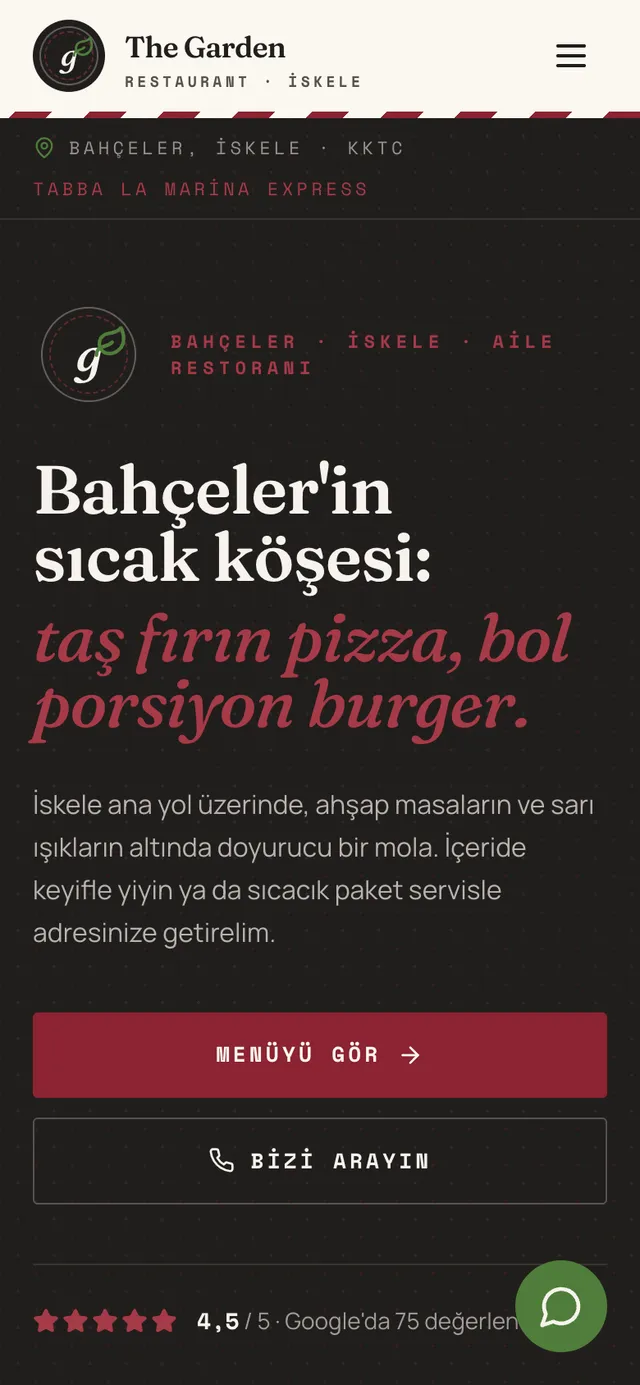The Garden Restaurant, telefon görünümü