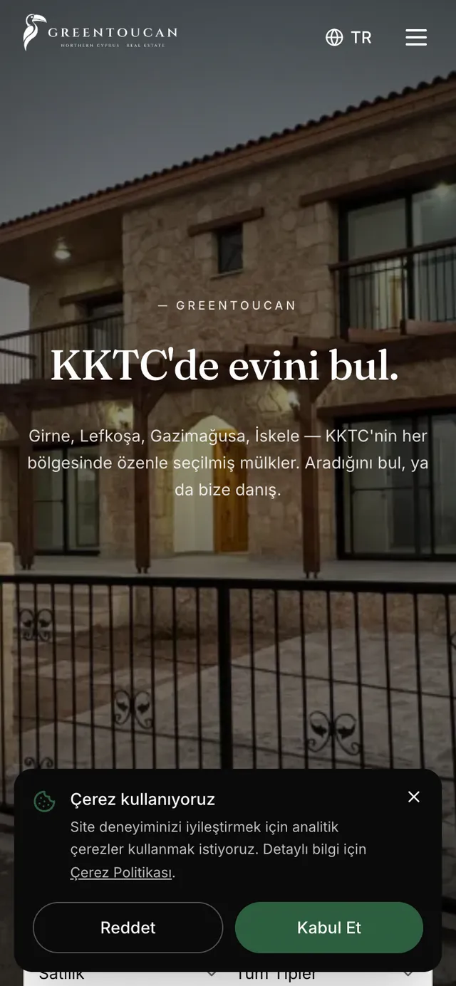 Greentoucan Emlak, telefon görünümü